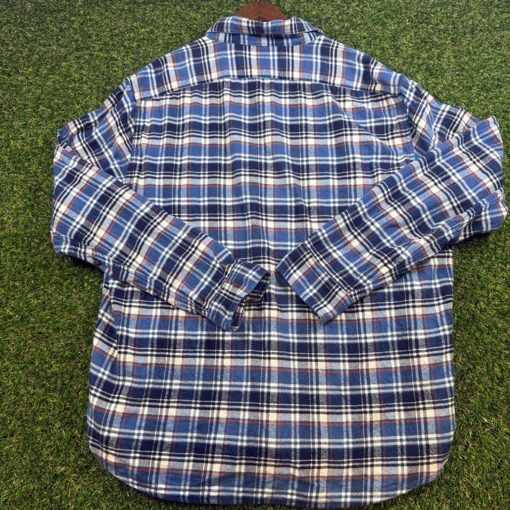 J.Crew Mens XXL Flannel Shirt Blue Plaid Long Sleeve Button Down Cotton Pockets - Picture 7 of 7